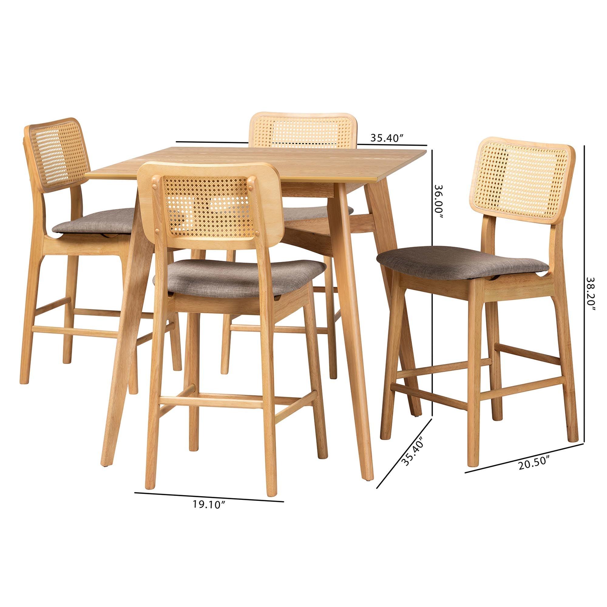 Dannon Mid-Century Modern Fabric and Finished Wood 5-Piece Pub Set