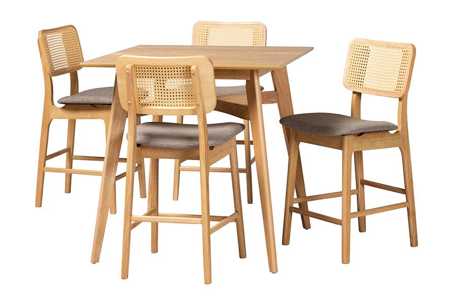 Dannon Mid-Century Modern Fabric and Finished Wood 5-Piece Pub Set