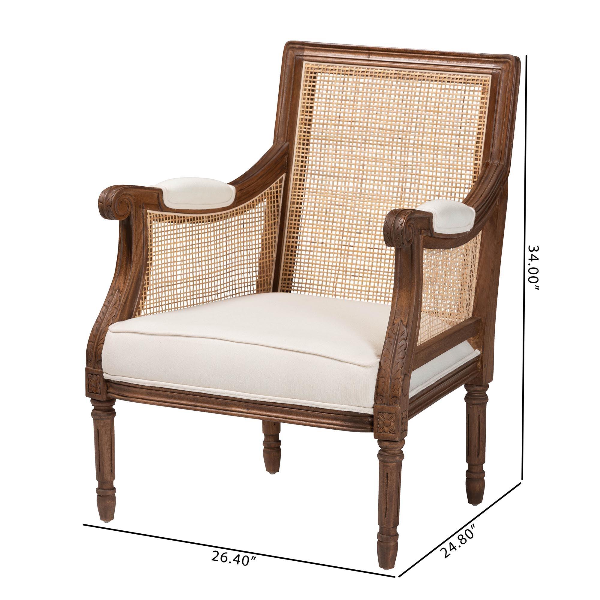 bali & pari Desmond Traditional French Fabric and Finished Wood Accent Chair