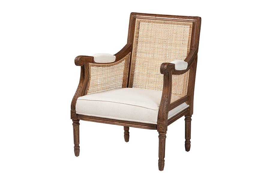 bali & pari Desmond Traditional French Fabric and Finished Wood Accent Chair