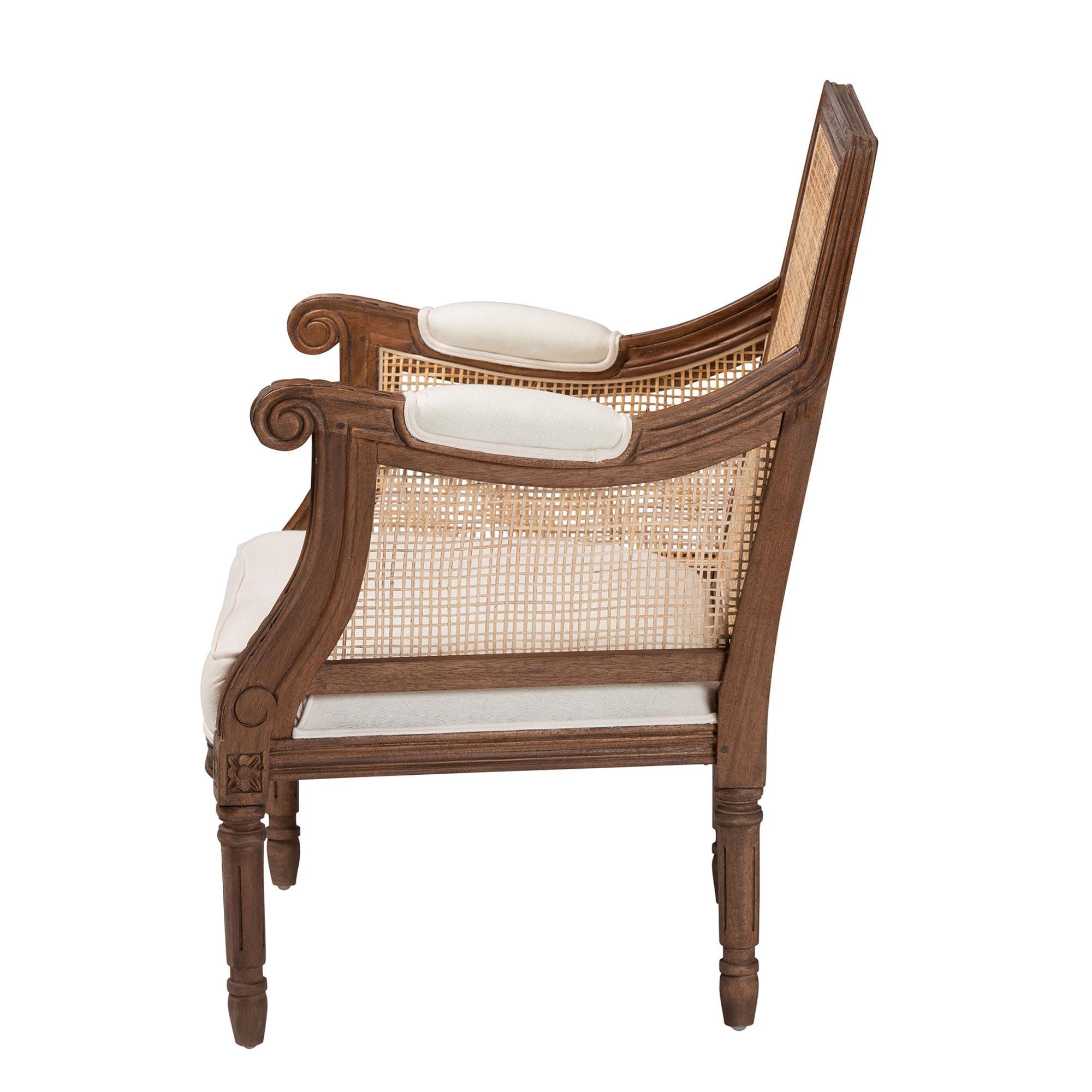 bali & pari Desmond Traditional French Fabric and Finished Wood Accent Chair