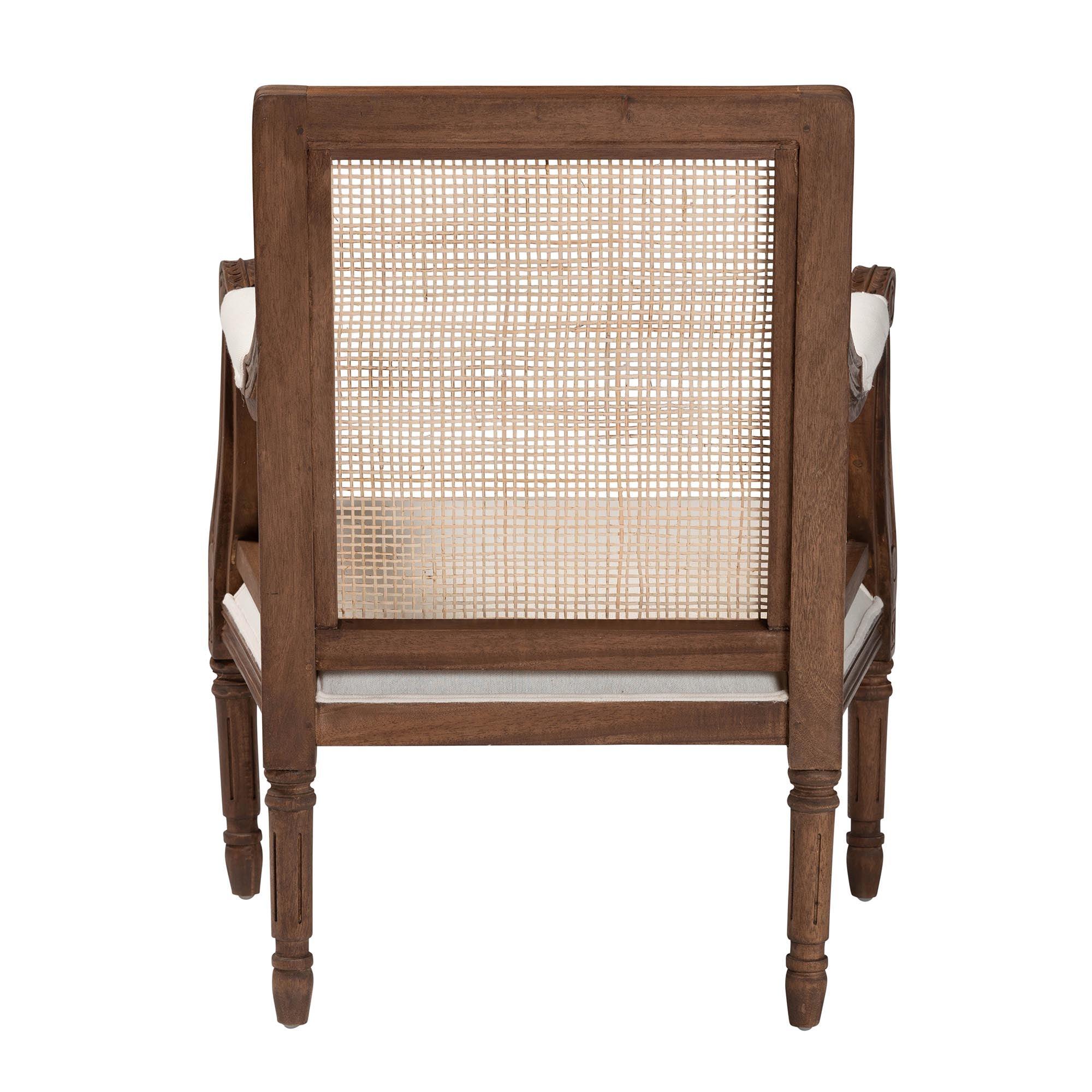 bali & pari Desmond Traditional French Fabric and Finished Wood Accent Chair