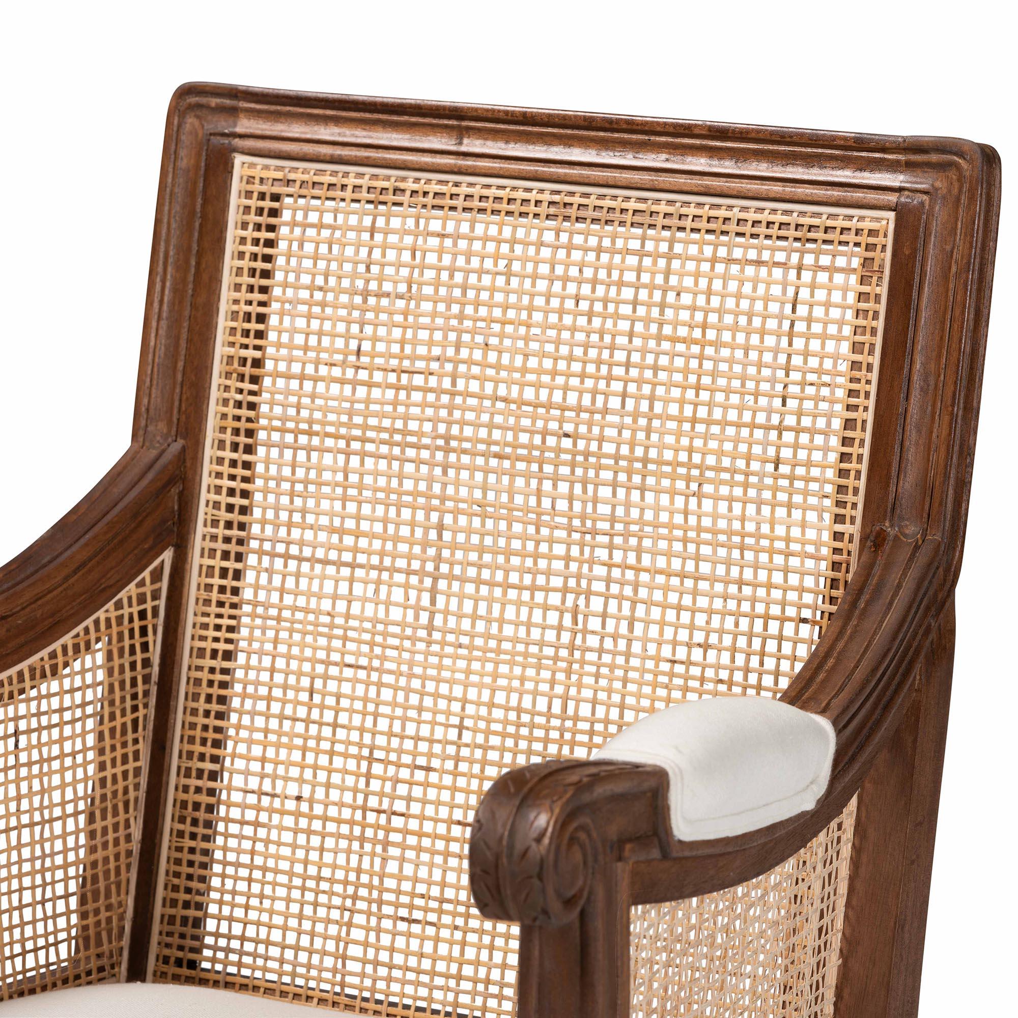 bali & pari Desmond Traditional French Fabric and Finished Wood Accent Chair