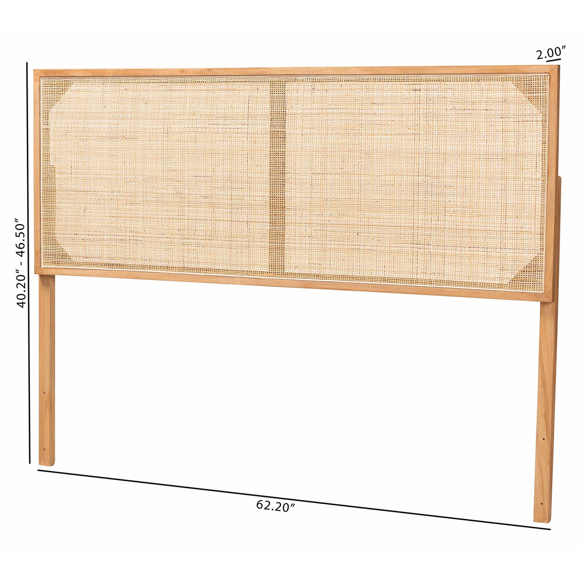 bali & pari Aurelia Modern Bohemian Finished Bayur Wood and Rattan Headboard