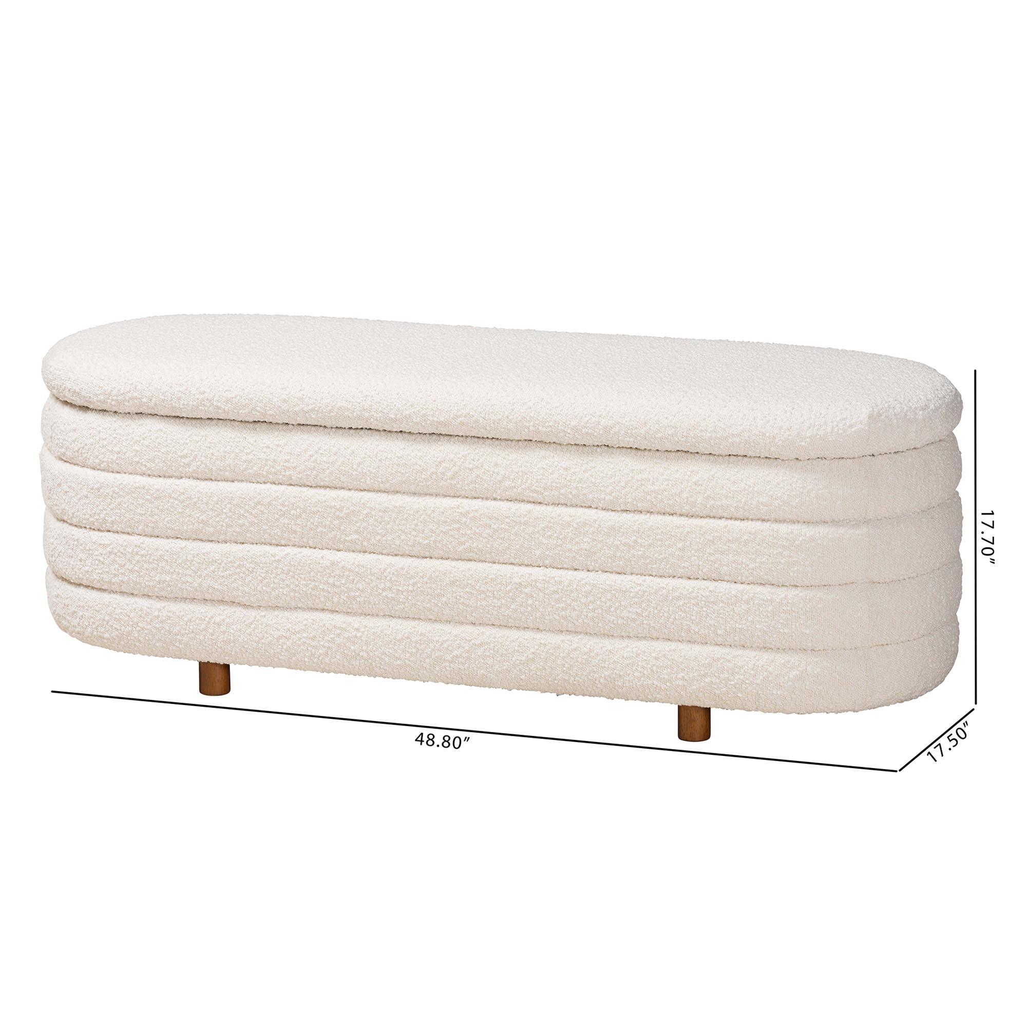 Betiana Modern Japandi Cream Boucle Fabric and Finished Wood Storage Bench