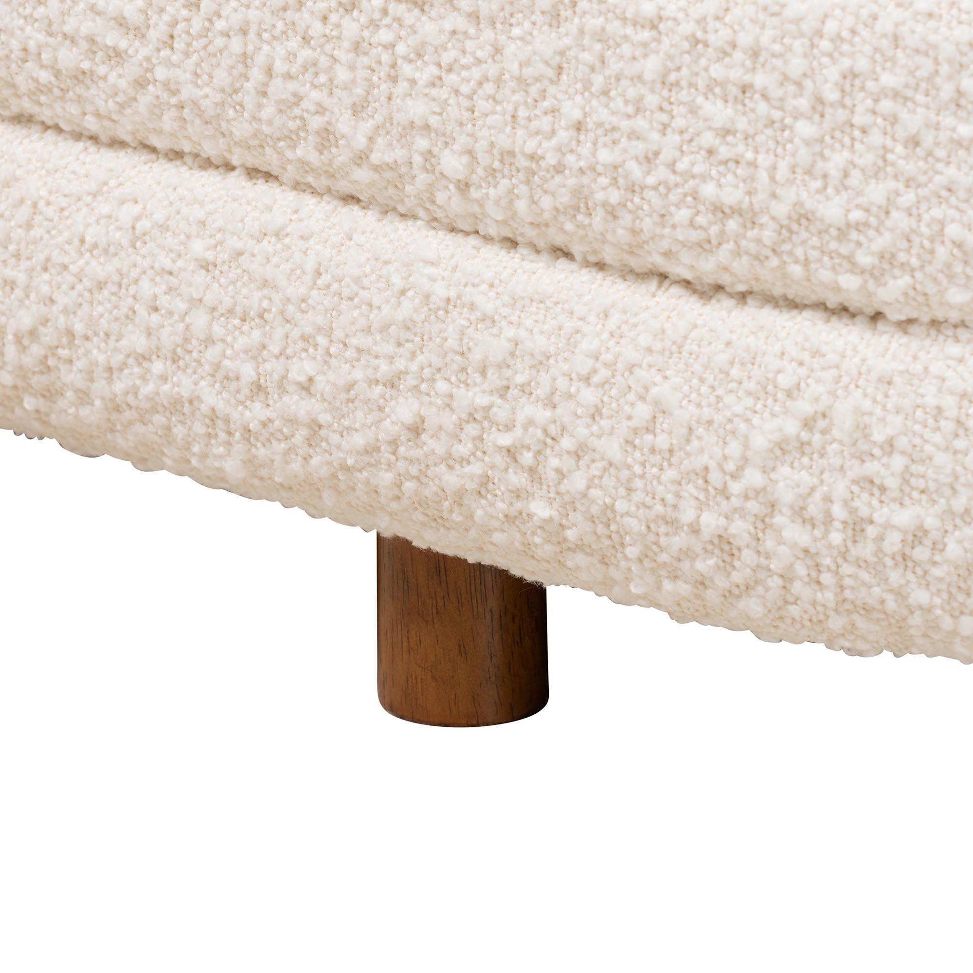 Betiana Modern Japandi Cream Boucle Fabric and Finished Wood Storage Bench