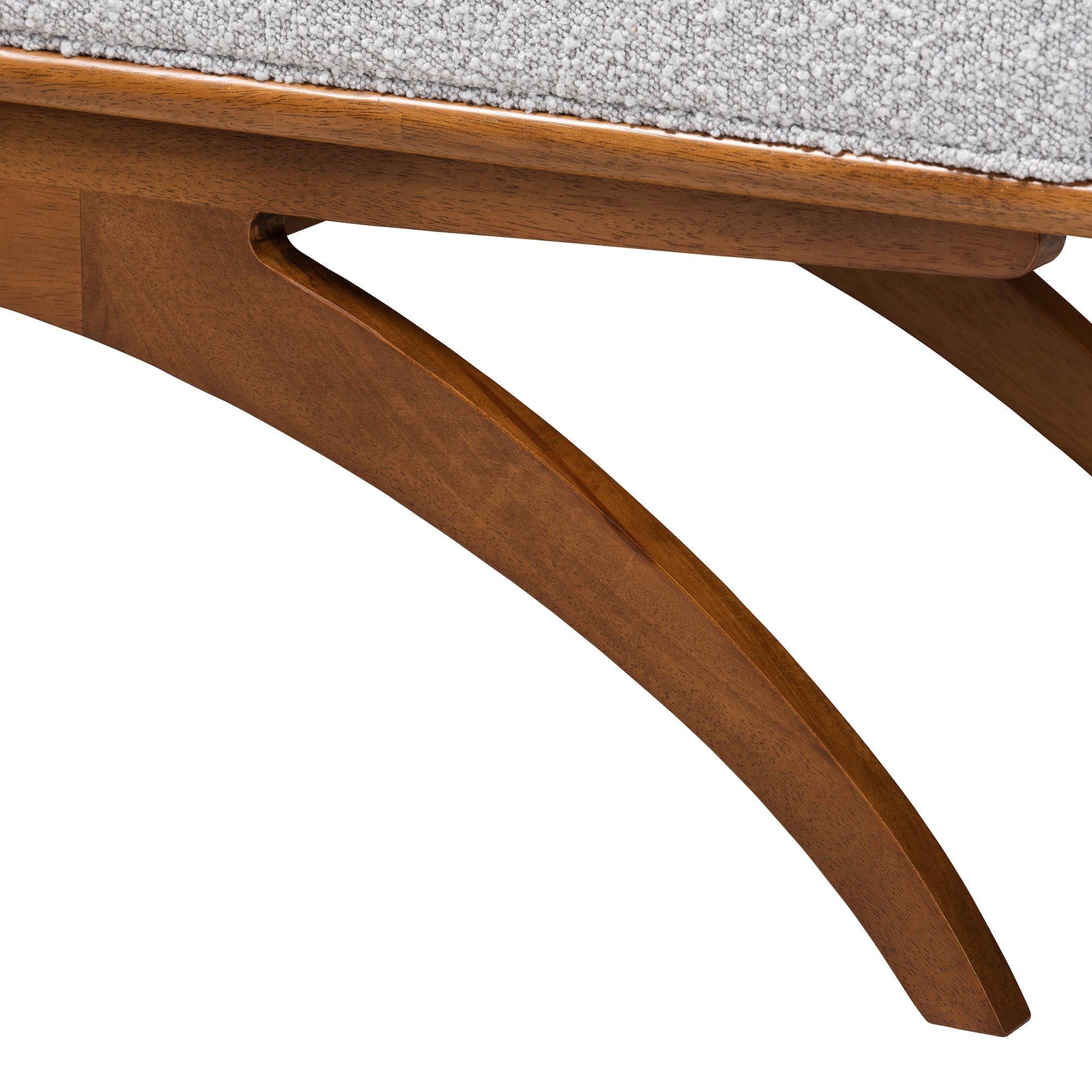 Orella Japandi Light Boucle Fabric and Finished Wood Bench