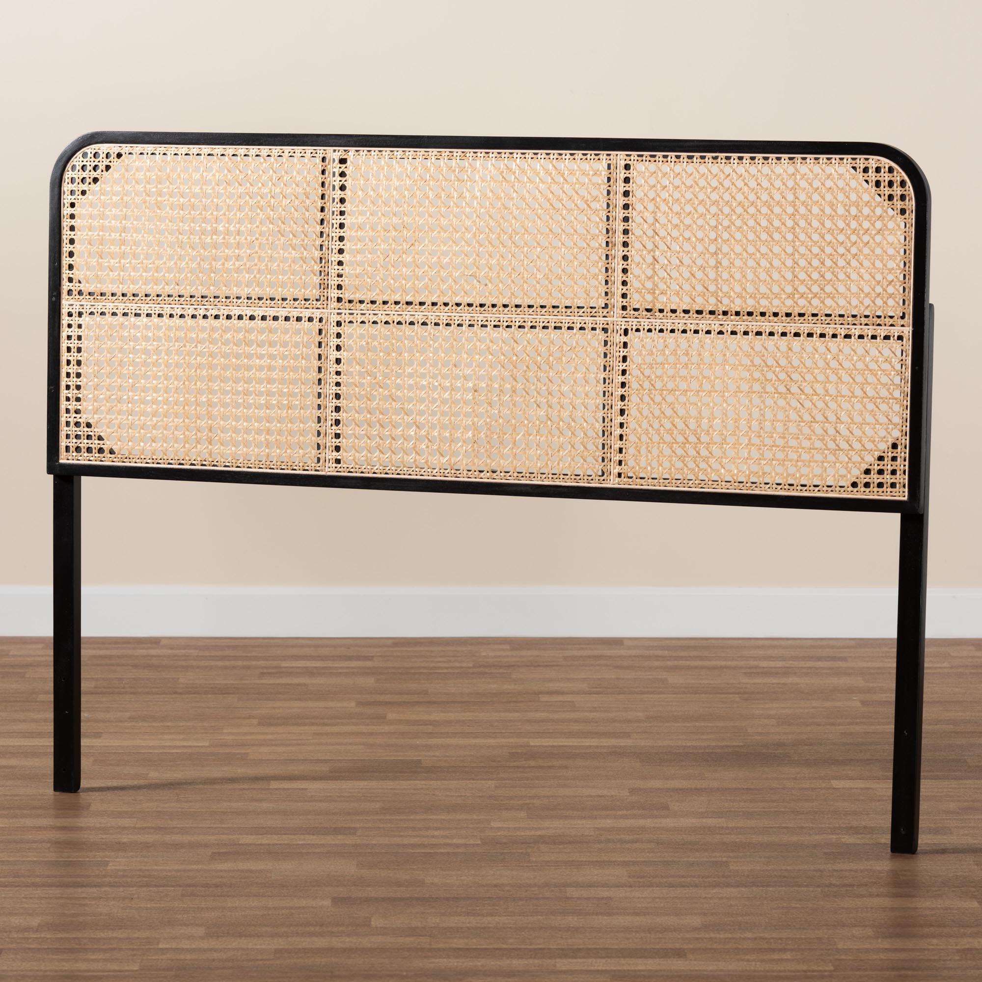 bali & pari Lainer Modern Bohemian Finished Bayur Wood and Bamboo Headboard