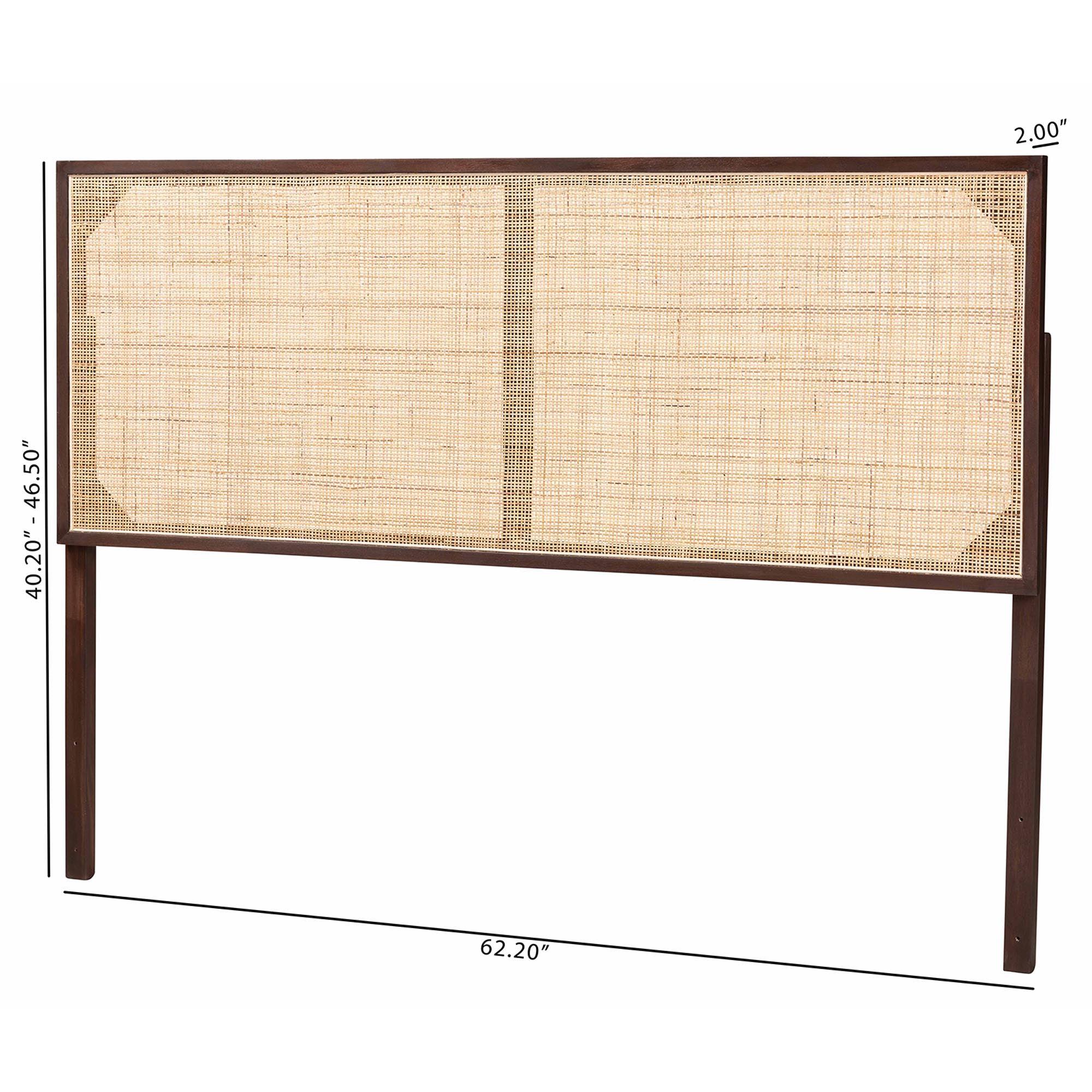 bali & pari Aurelia Modern Bohemian Finished Bayur Wood and Rattan Headboard