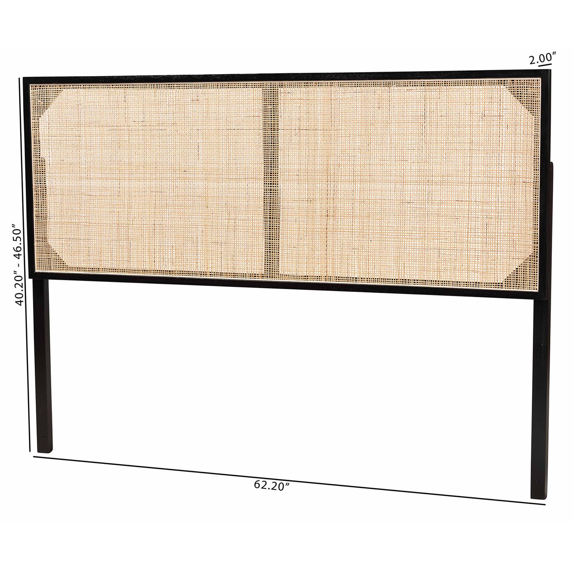 bali & pari Aurelia Modern Bohemian Finished Bayur Wood and Rattan Headboard