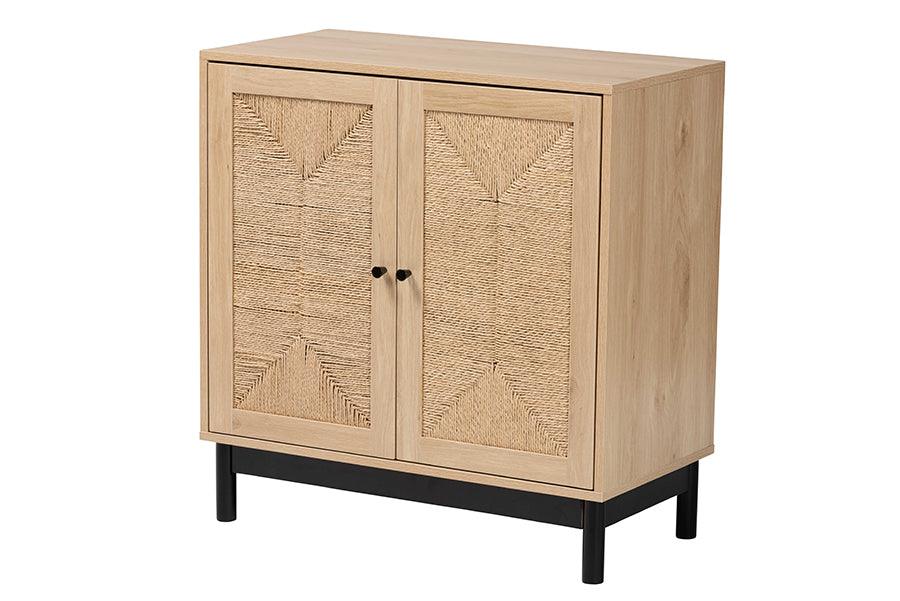 Cherelle Mid-Century Modern Light and 2-Door Storage Cabinet