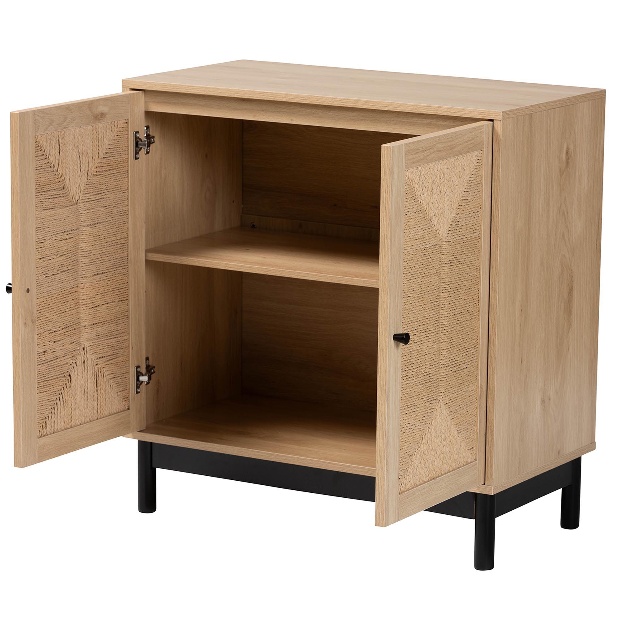 Cherelle Mid-Century Modern Light and 2-Door Storage Cabinet