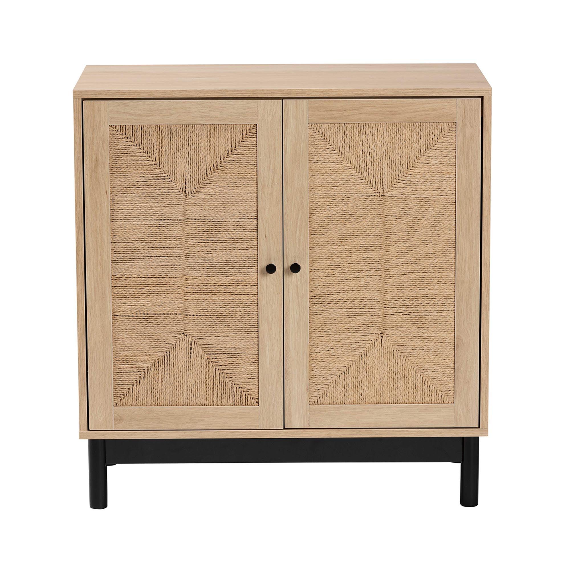 Cherelle Mid-Century Modern Light and 2-Door Storage Cabinet