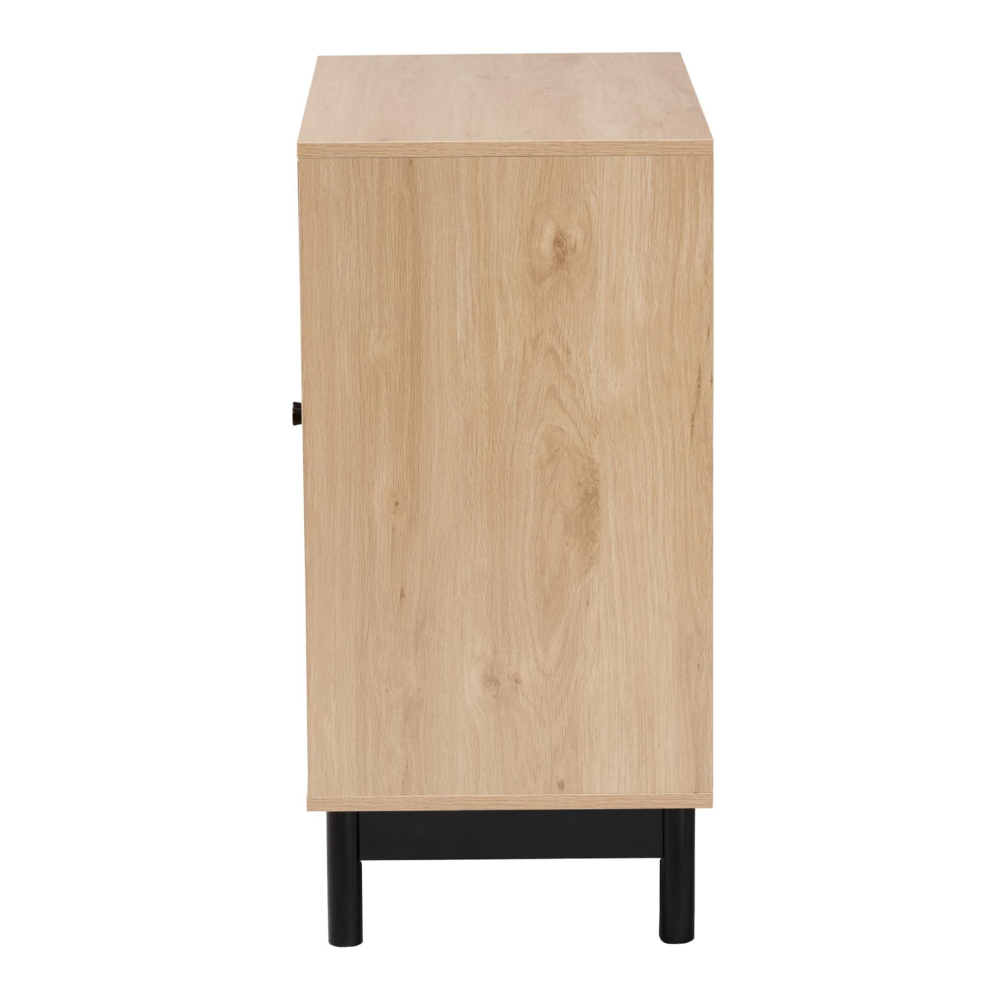 Cherelle Mid-Century Modern Light and 2-Door Storage Cabinet