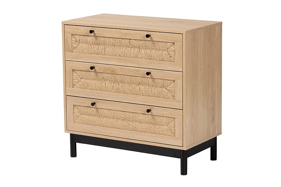 Cherelle Mid-Century Modern Light and 3-Drawer Storage Cabinet