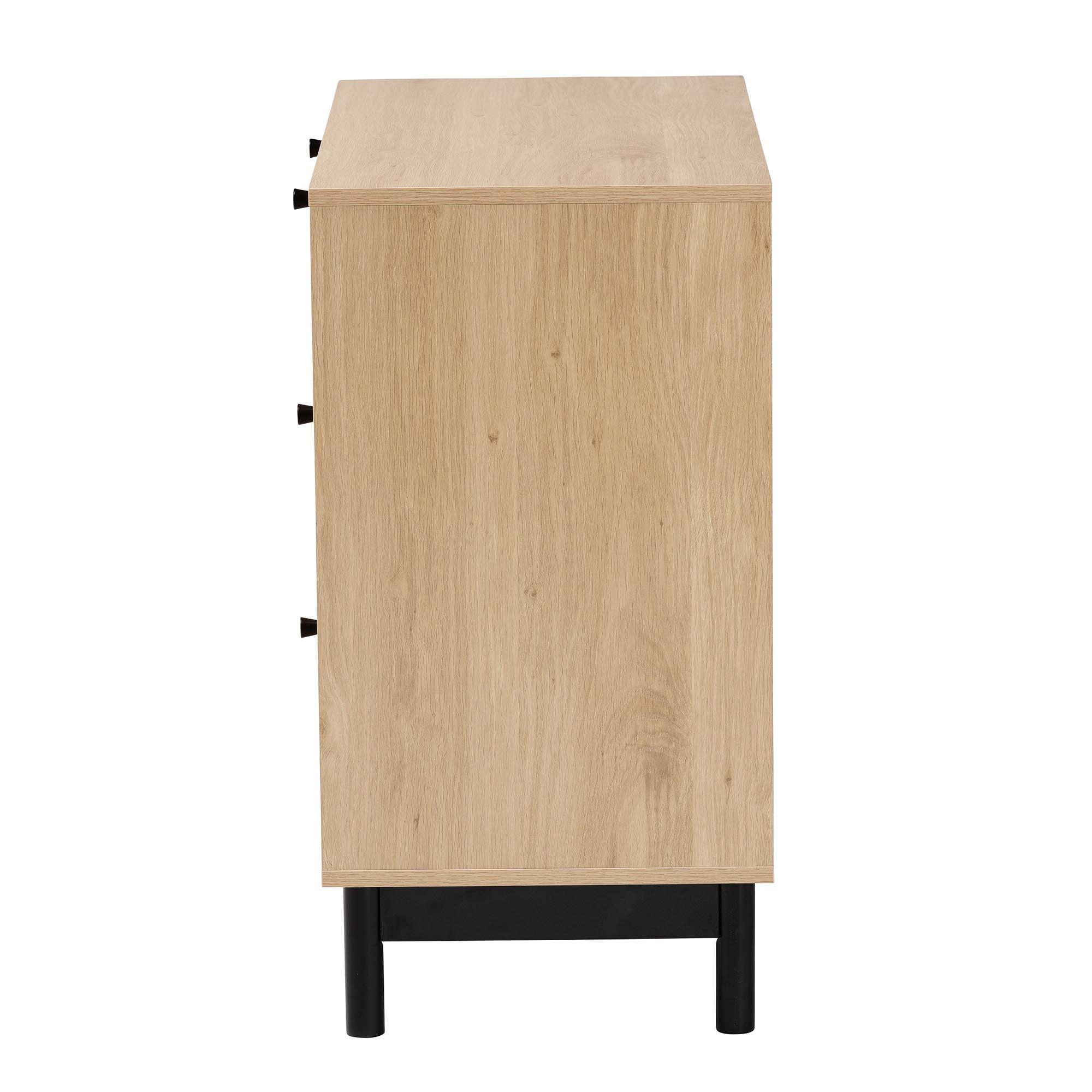 Cherelle Mid-Century Modern Light and 3-Drawer Storage Cabinet