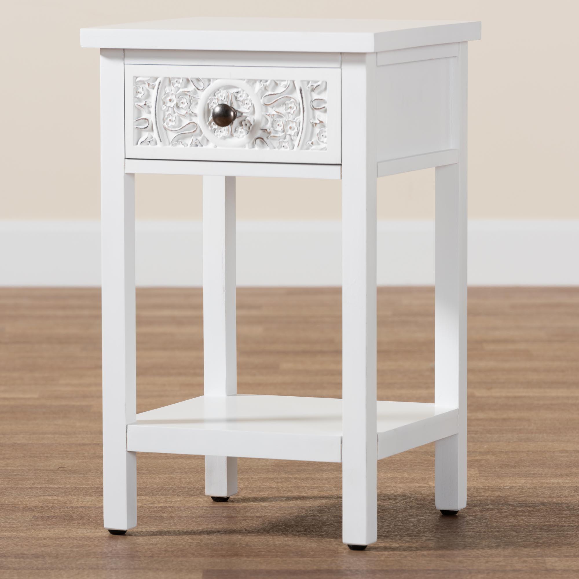 Yelena Classic and Traditional Finished Wood 1-Drawer End Table