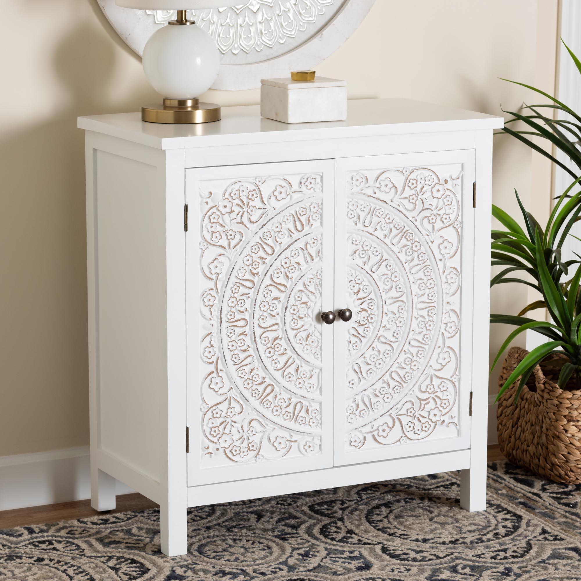 Yelena Classic and Traditional Finished Wood 2-Door Storage Cabinet