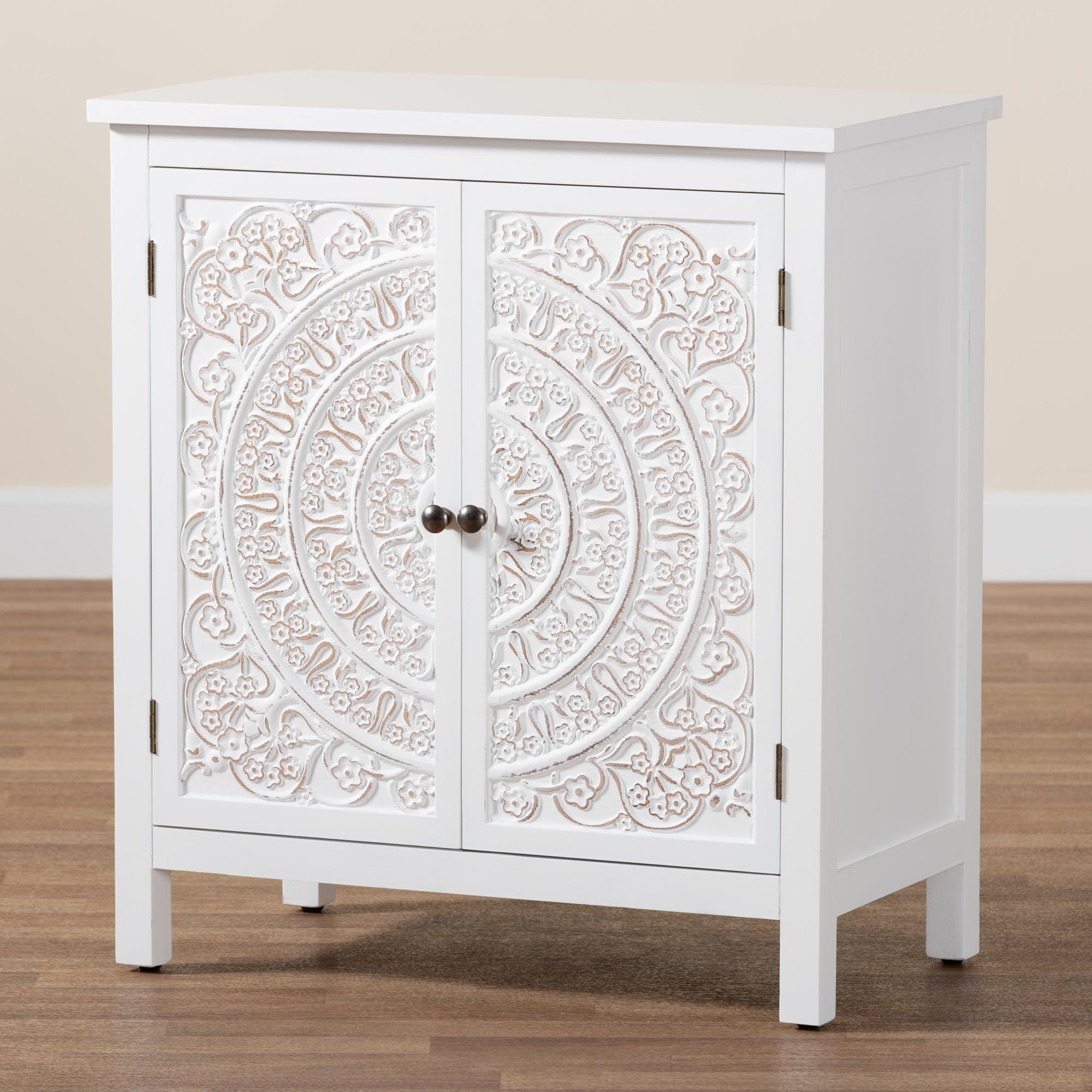 Yelena Classic and Traditional Finished Wood 2-Door Storage Cabinet