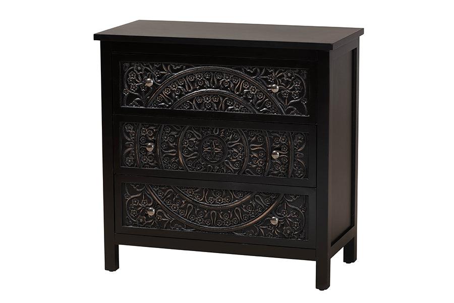 Yelena Classic and Traditional Finished Wood 3-Drawer Storage Cabinet