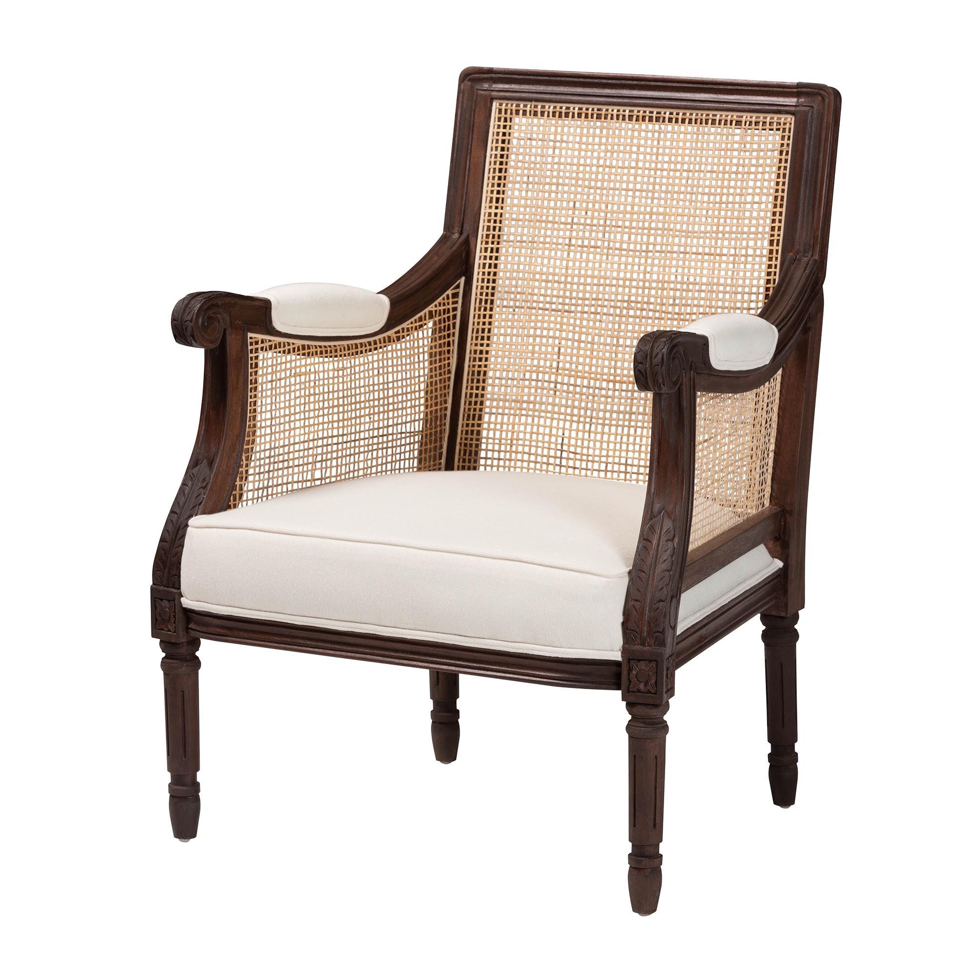 bali & pari Desmond Traditional French Fabric and Finished Wood Accent Chair