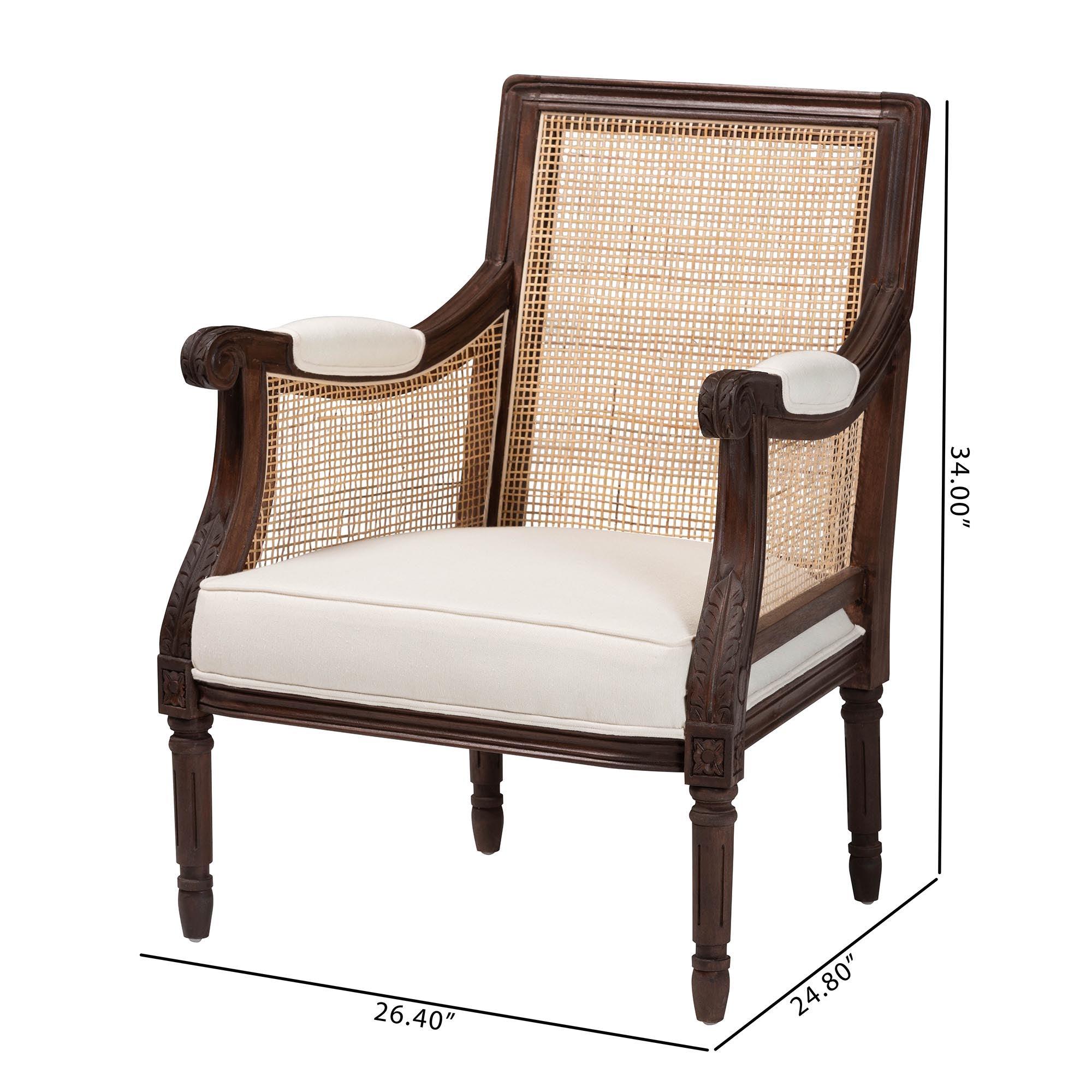 bali & pari Desmond Traditional French Fabric and Finished Wood Accent Chair