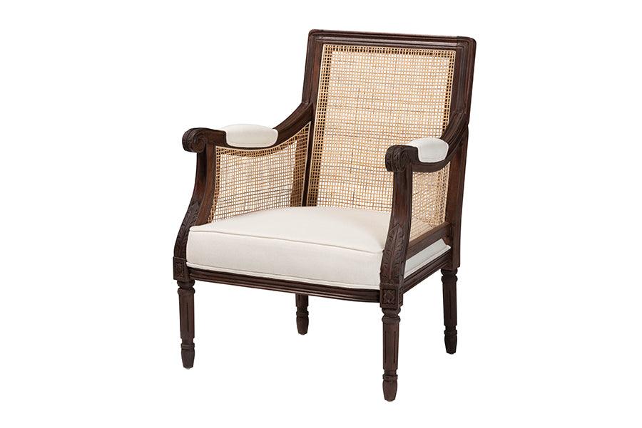 bali & pari Desmond Traditional French Fabric and Finished Wood Accent Chair