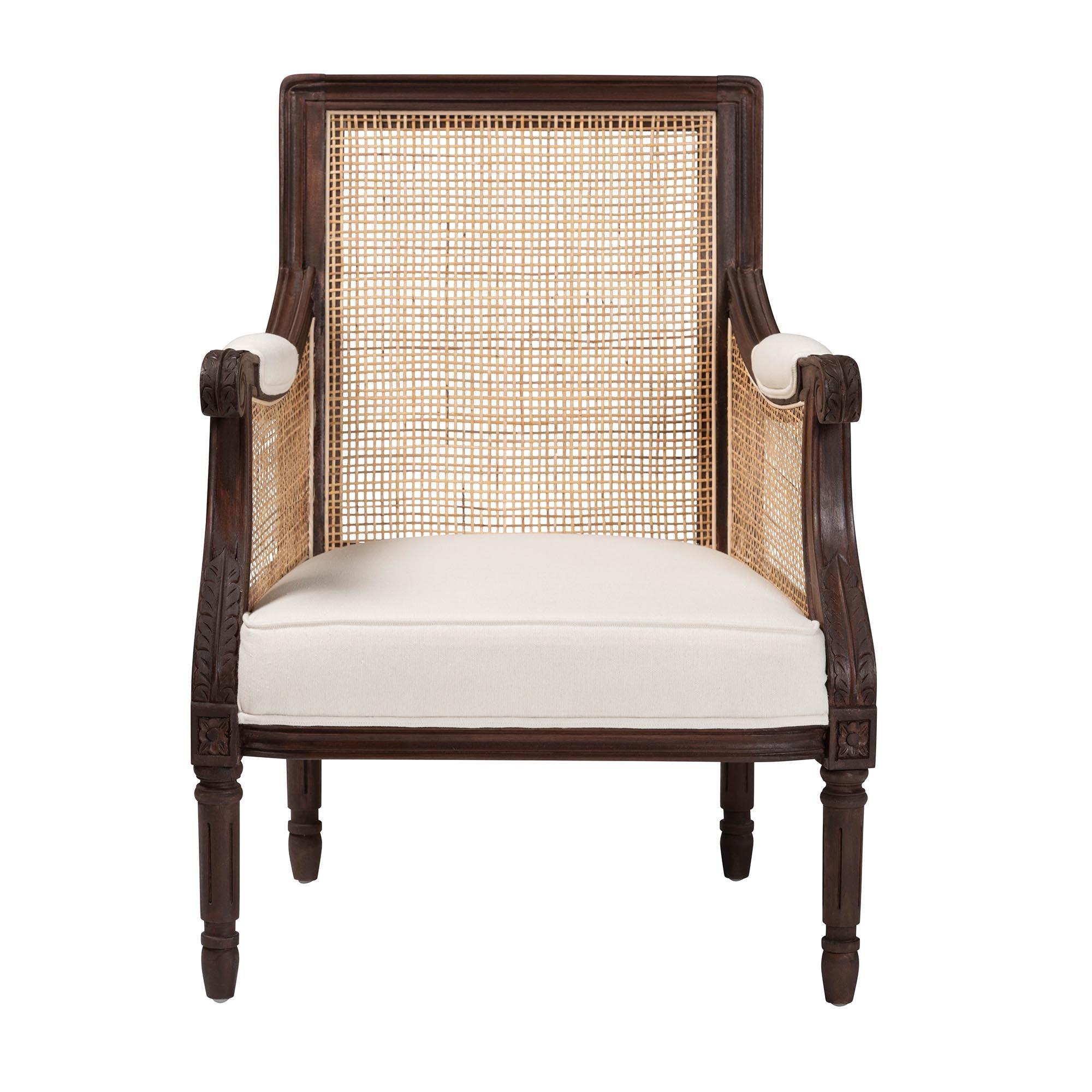 bali & pari Desmond Traditional French Fabric and Finished Wood Accent Chair