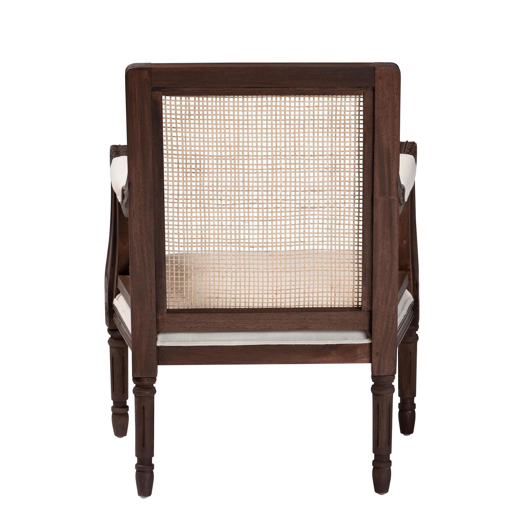 bali & pari Desmond Traditional French Fabric and Finished Wood Accent Chair