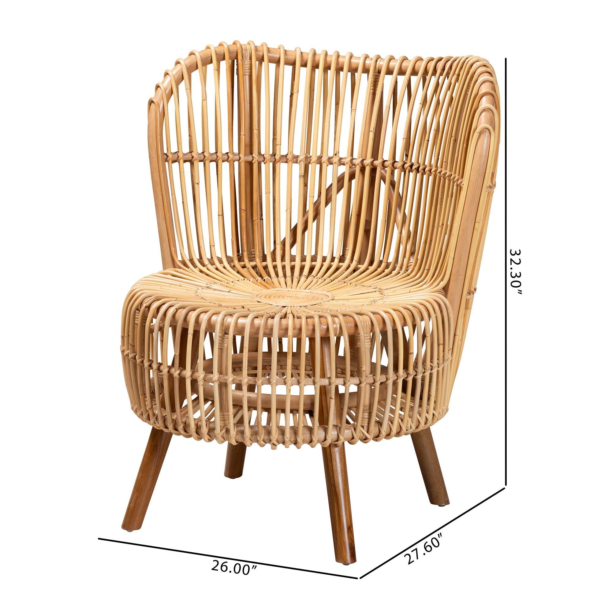 bali & pari Nagoya Modern Bohemian Rattan Wide Seat Lounge Chair