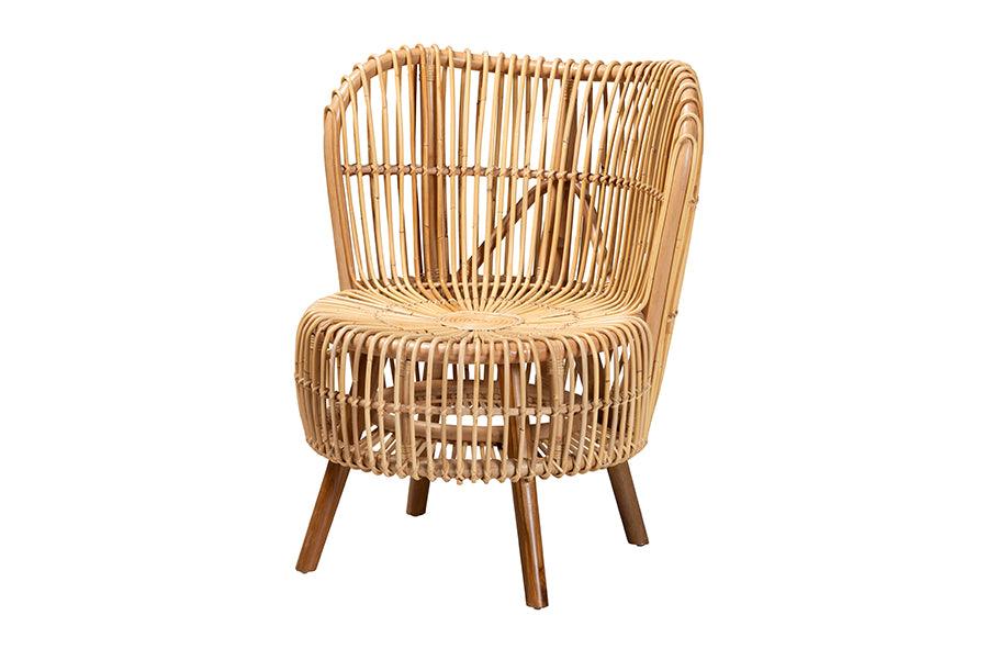 bali & pari Nagoya Modern Bohemian Rattan Wide Seat Lounge Chair