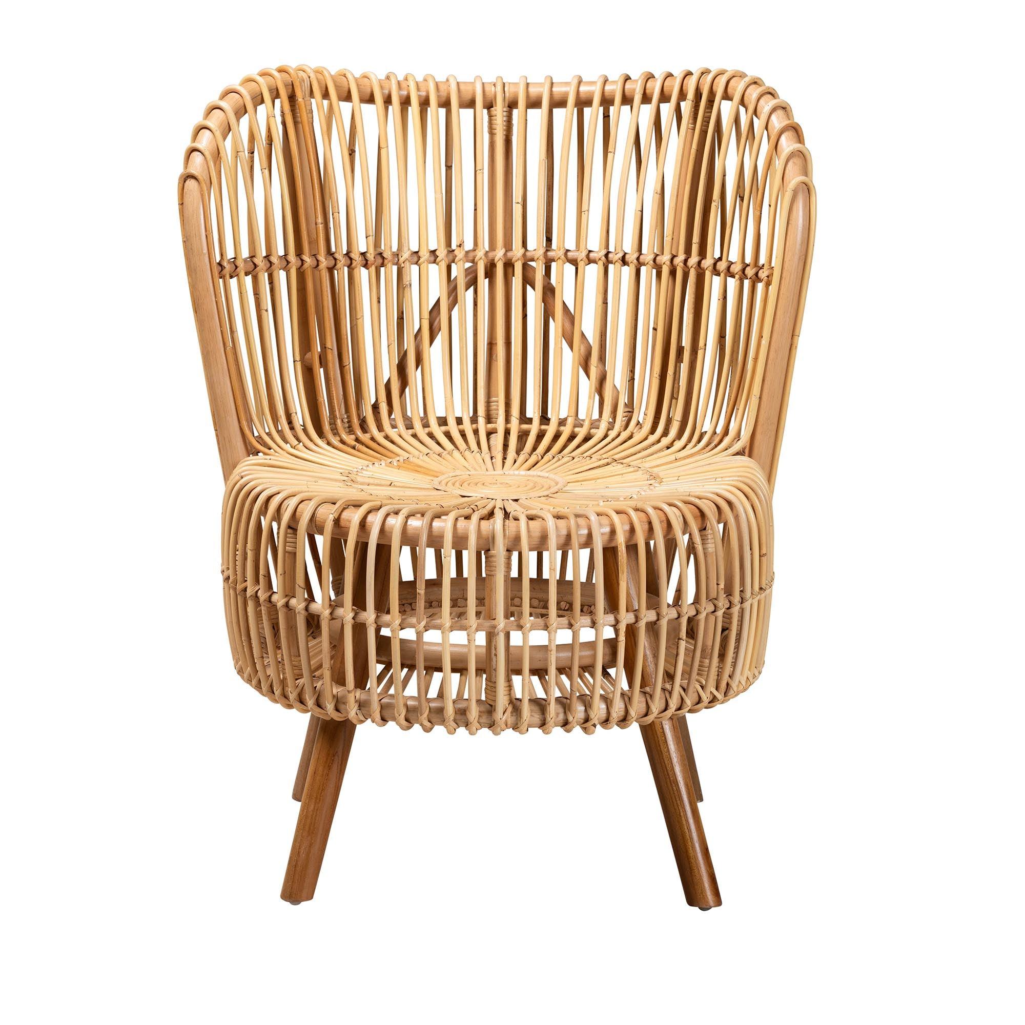 bali & pari Nagoya Modern Bohemian Rattan Wide Seat Lounge Chair