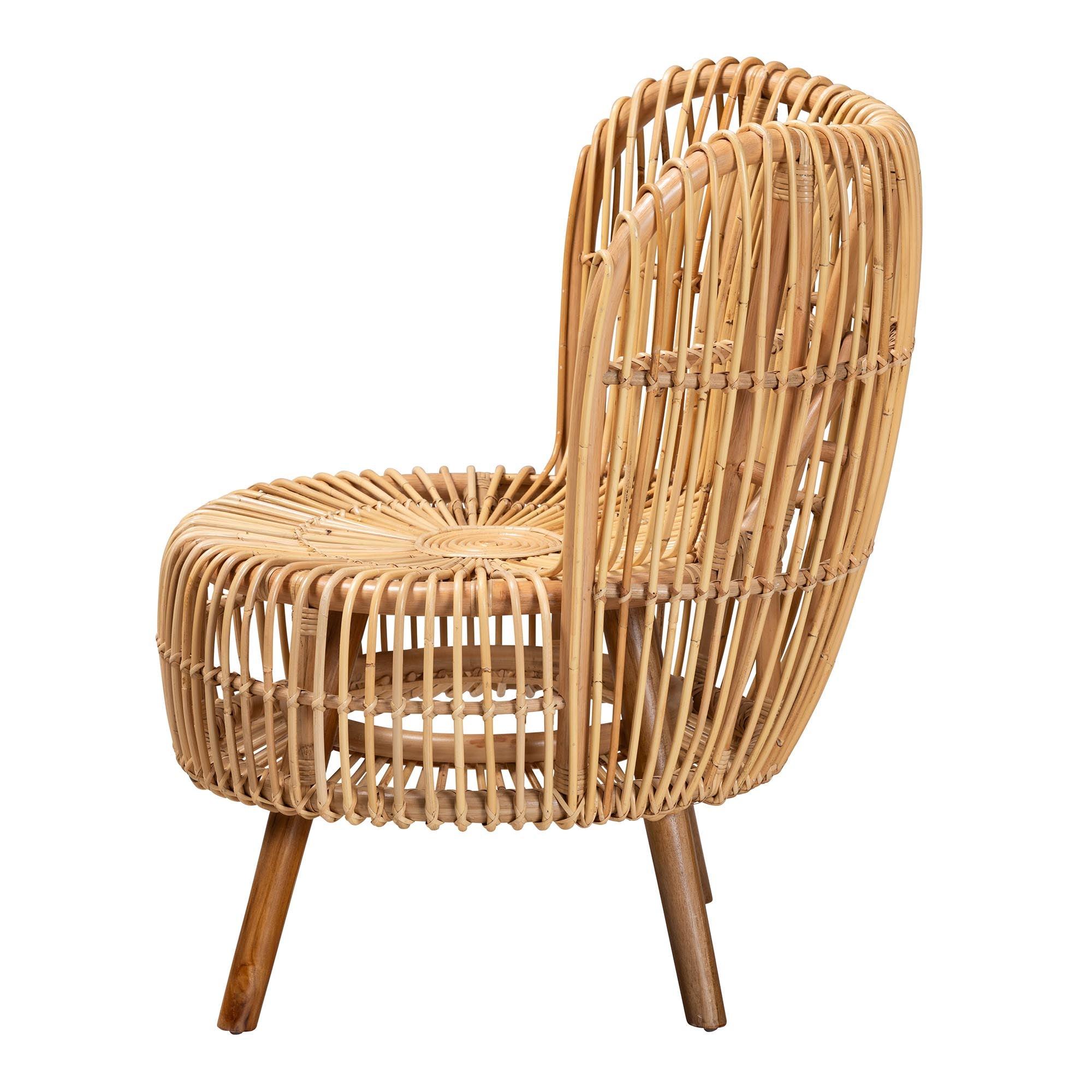 bali & pari Nagoya Modern Bohemian Rattan Wide Seat Lounge Chair