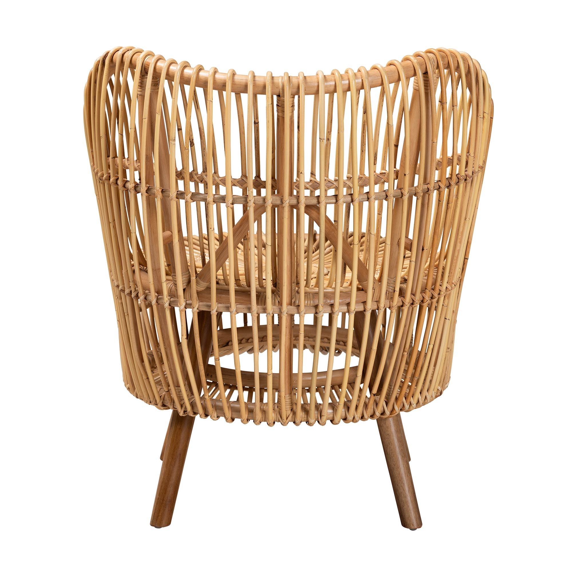 bali & pari Nagoya Modern Bohemian Rattan Wide Seat Lounge Chair