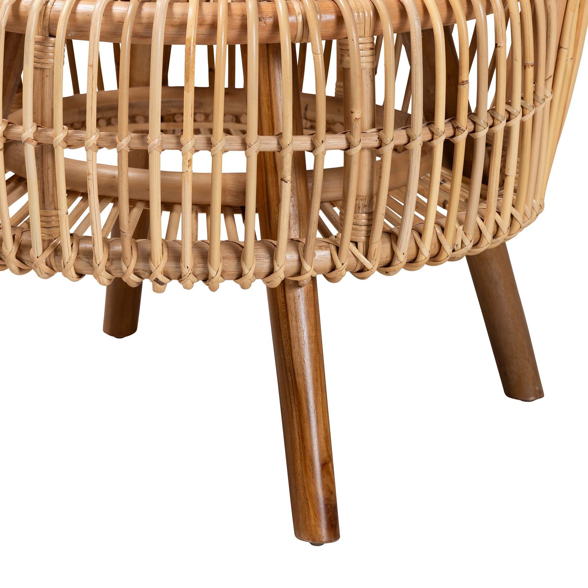 bali & pari Nagoya Modern Bohemian Rattan Wide Seat Lounge Chair