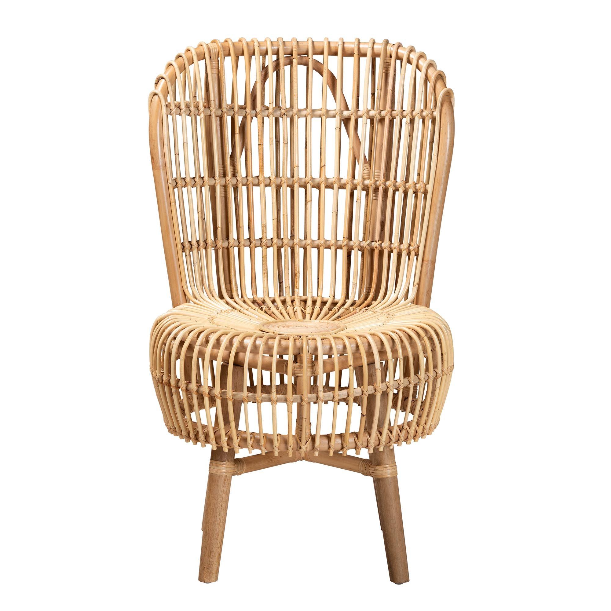 bali & pari Nagoya Modern Bohemian Rattan Tall Lounge Chair