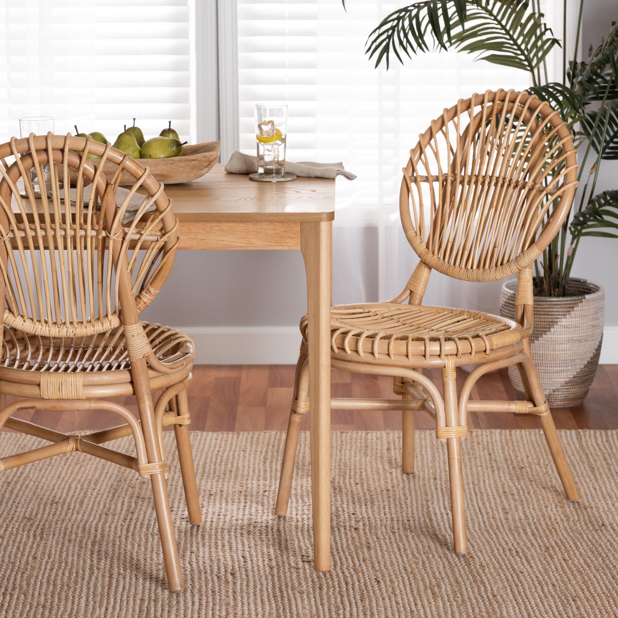 bali & pari Iris Modern Bohemian Rattan Dining Chair