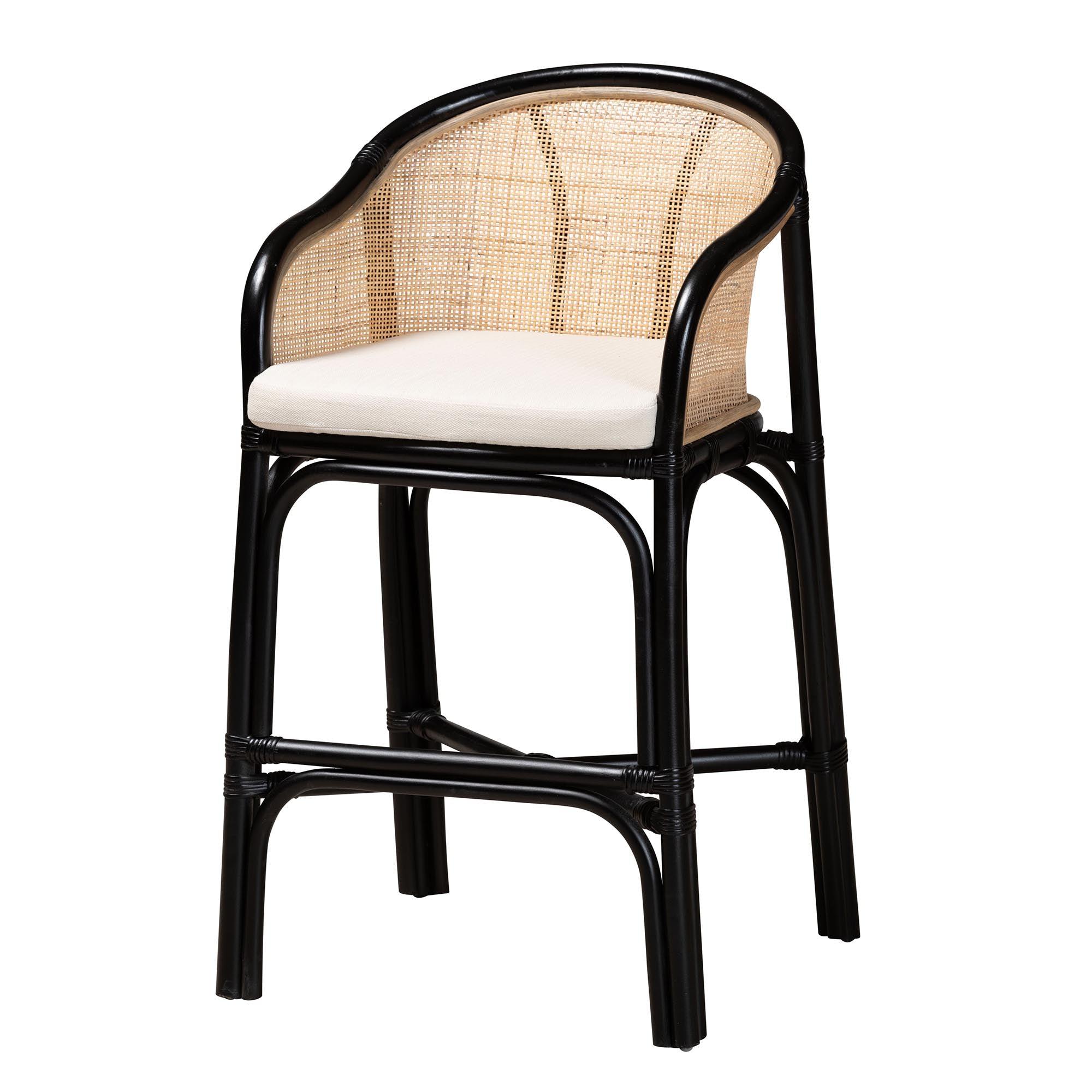 bali & pari Miranda Modern Bohemian Two-Tone and Rattan Counter Stool