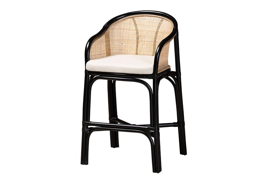 bali & pari Miranda Modern Bohemian Two-Tone and Rattan Counter Stool