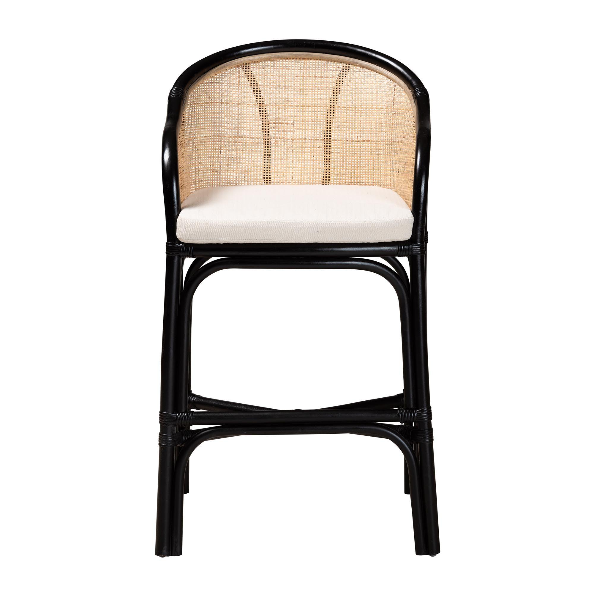 bali & pari Miranda Modern Bohemian Two-Tone and Rattan Counter Stool