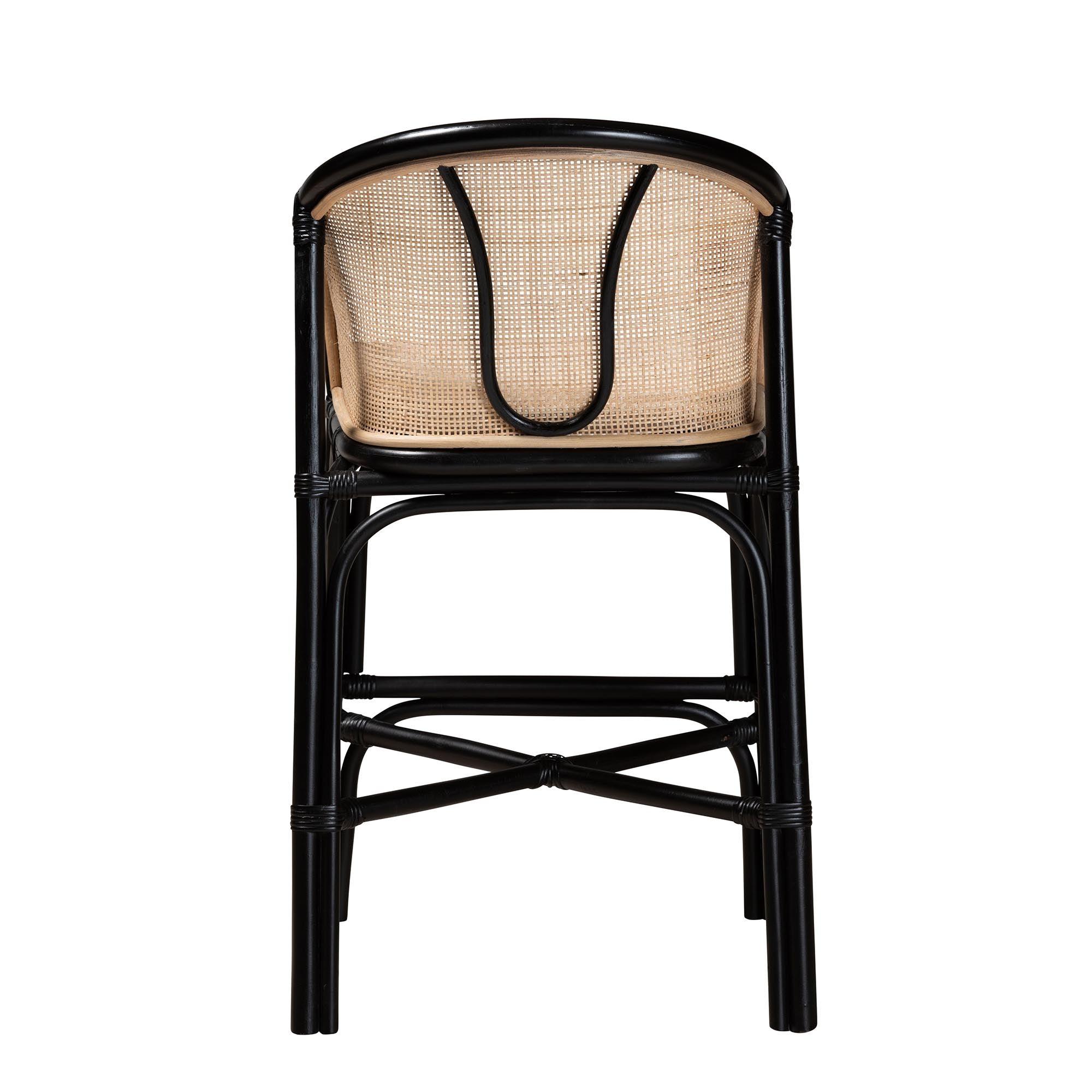 bali & pari Miranda Modern Bohemian Two-Tone and Rattan Counter Stool