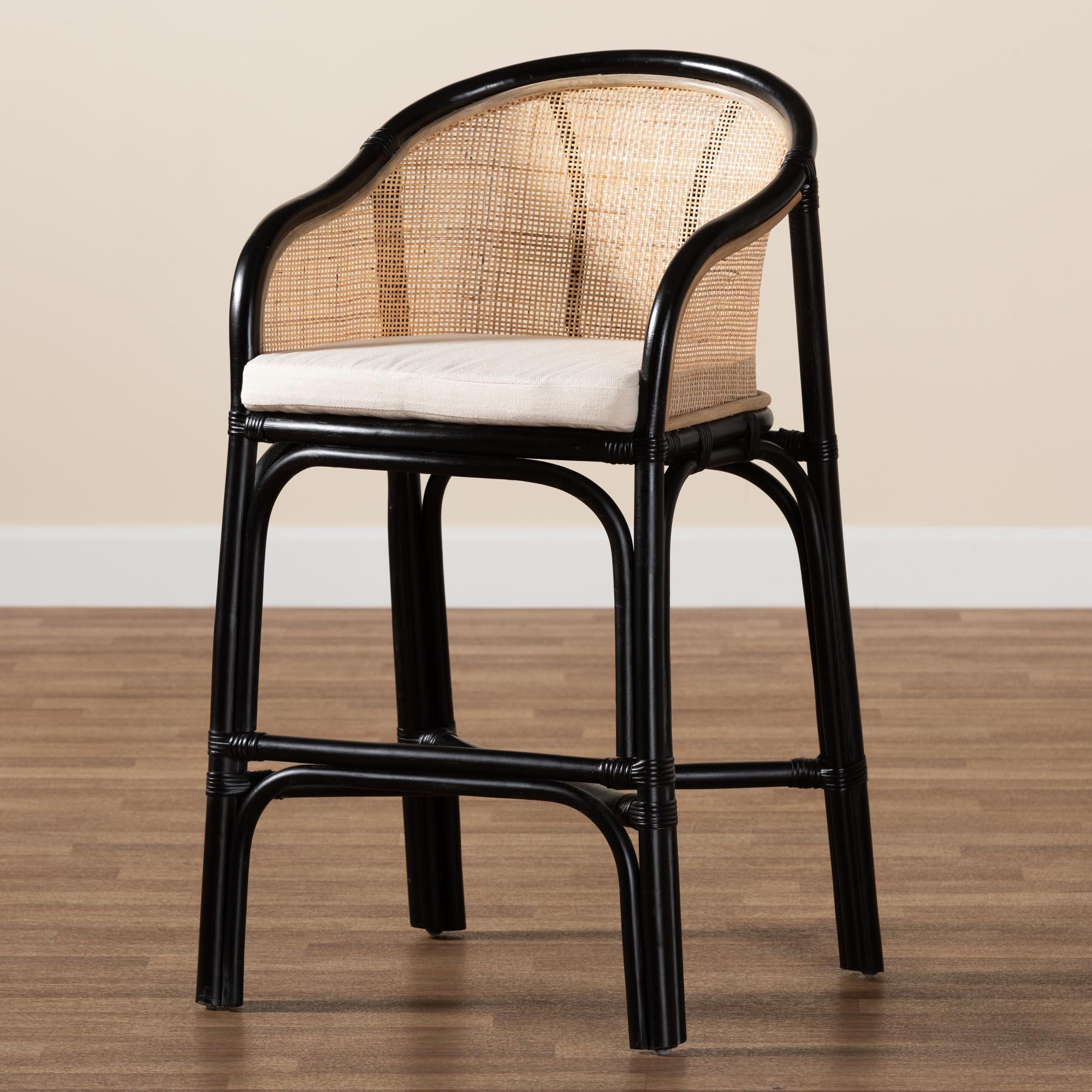 bali & pari Miranda Modern Bohemian Two-Tone and Rattan Counter Stool