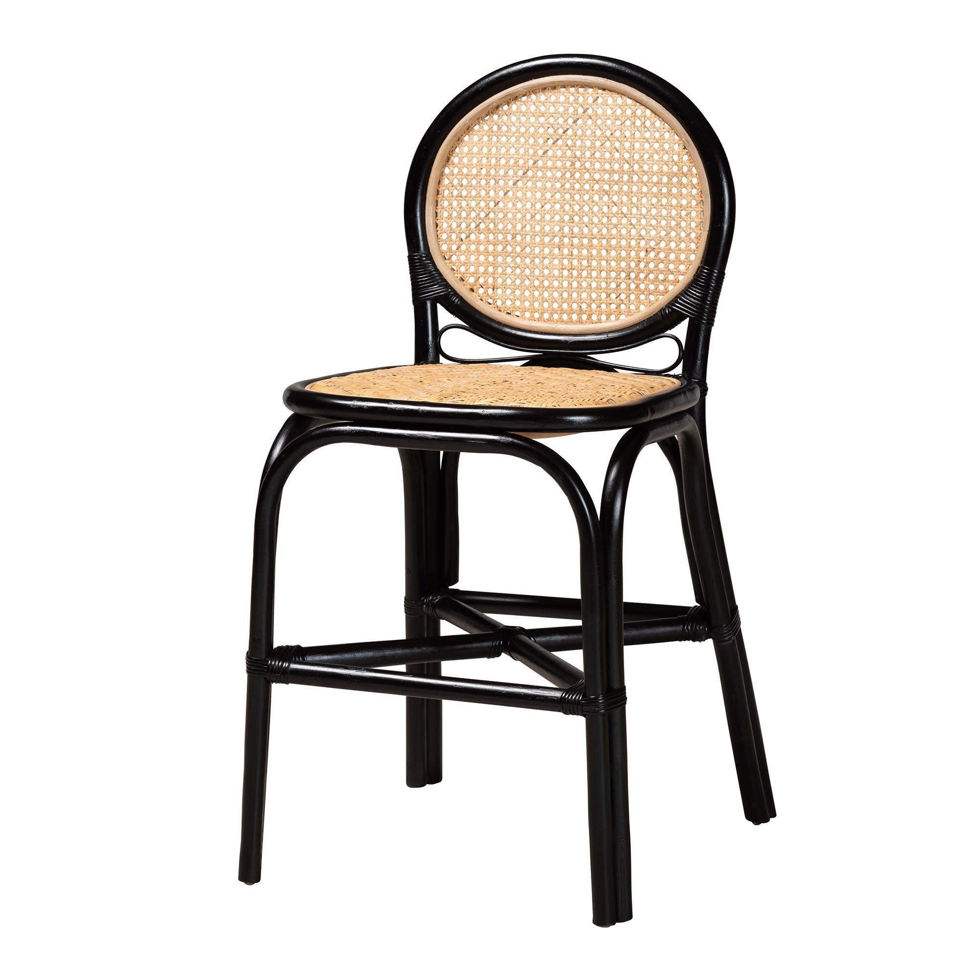 bali & pari Ayana Mid-Century Modern Two-Tone and Rattan Counter Stool