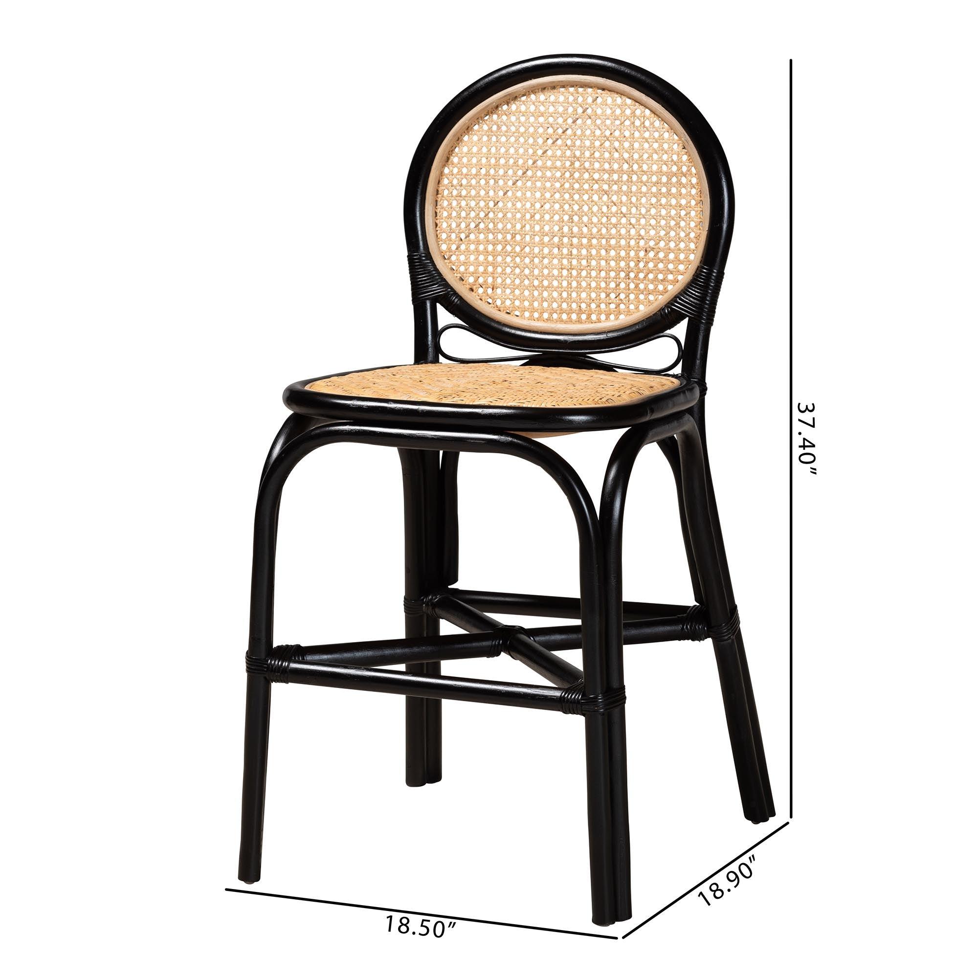 bali & pari Ayana Mid-Century Modern Two-Tone and Rattan Counter Stool