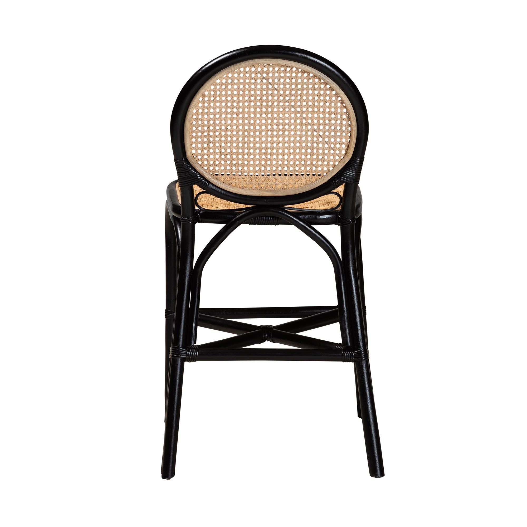 bali & pari Ayana Mid-Century Modern Two-Tone and Rattan Counter Stool