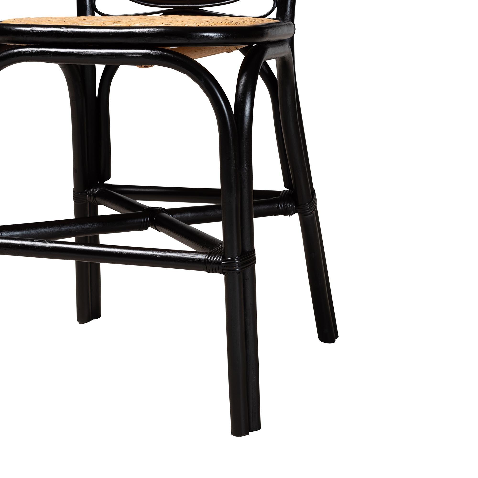 bali & pari Ayana Mid-Century Modern Two-Tone and Rattan Counter Stool