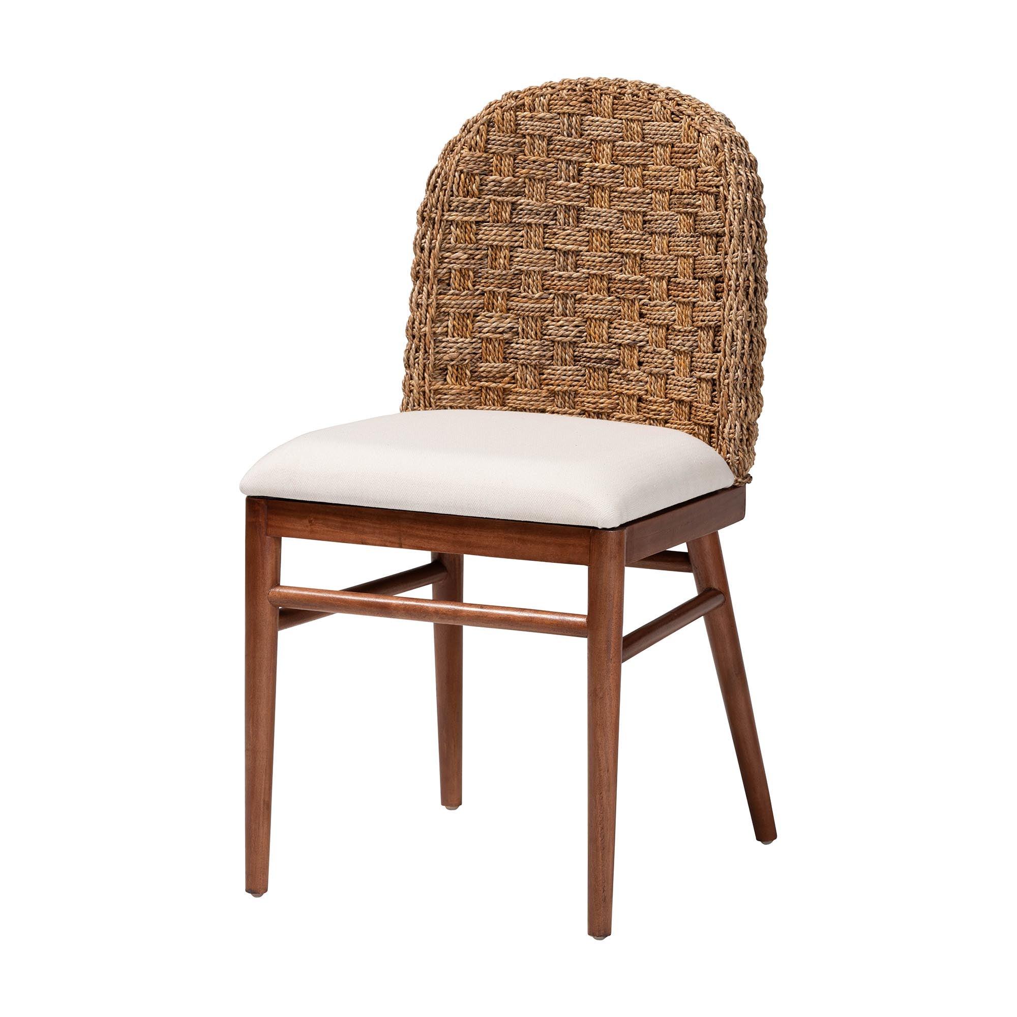 bali & pari Denver Modern Bohemian Finished Acacia Wood and Seagrass Dining Chair