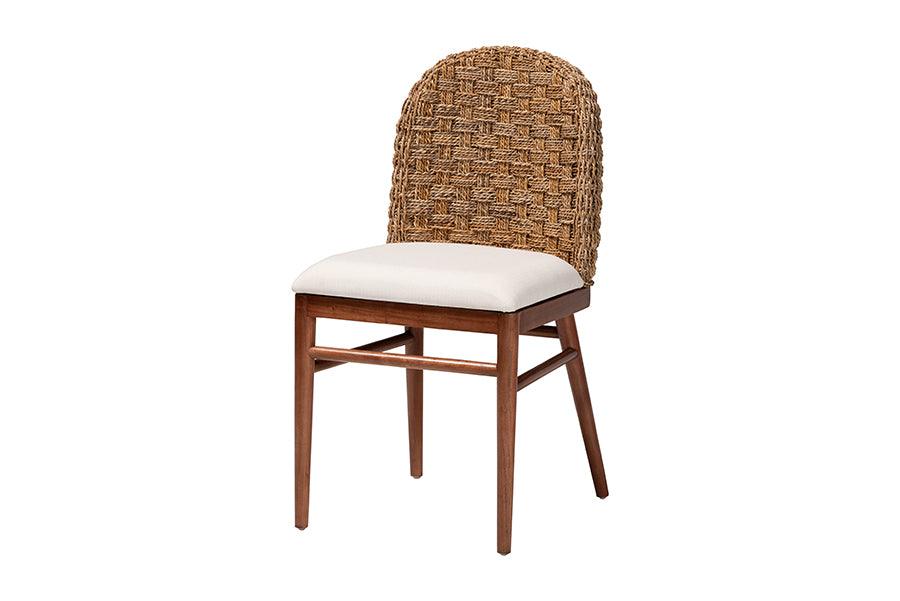 bali & pari Denver Modern Bohemian Finished Acacia Wood and Seagrass Dining Chair