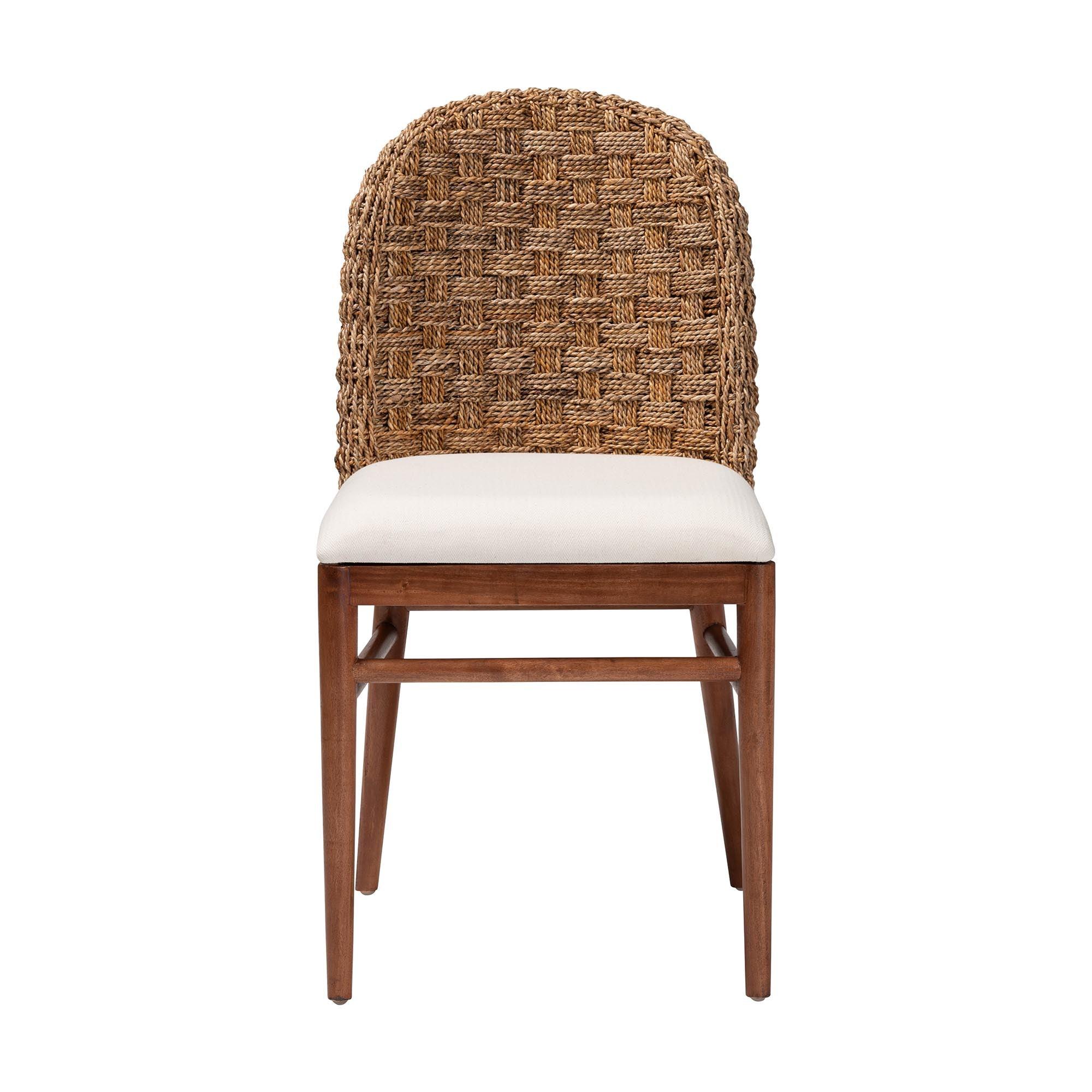 bali & pari Denver Modern Bohemian Finished Acacia Wood and Seagrass Dining Chair