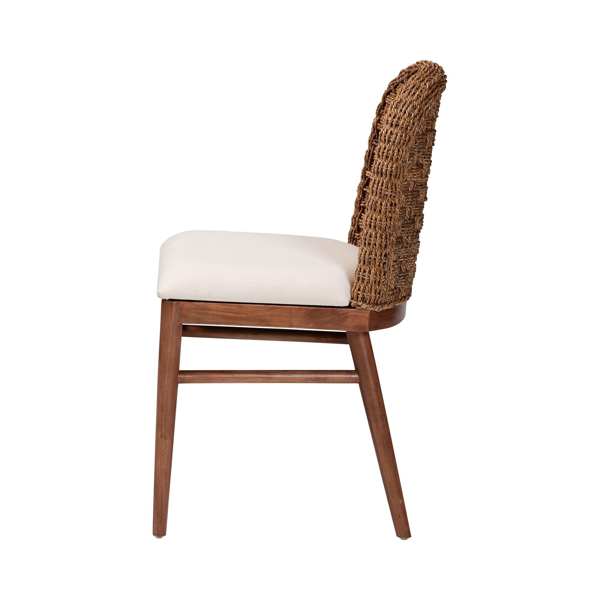 bali & pari Denver Modern Bohemian Finished Acacia Wood and Seagrass Dining Chair